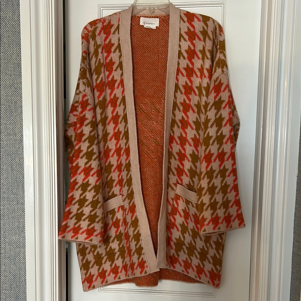Anthropologie Orange and Brown Cardigan Sweater